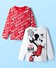 HoneyHap Disney Single Jersey Knit Full Sleeves T-Shirts With Mickey Mouse Graphics Pack Of 2 - White & Red