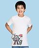 NUSYL Cotton Blend Half Sleeves Robots Printed Tee - White