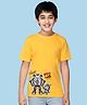 NUSYL Cotton Blend Half Sleeves Robots Printed Tee -  Yellow