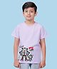 NUSYL Cotton Blend Half Sleeves Robots Printed Tee - Lilac
