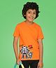 NUSYL Cotton Blend Half Sleeves Robot Printed Tee - Orange