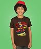 NUSYL Cotton Blend Half Sleeves Yes I M Super Hero Text Printed Tee - Brown