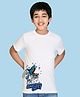 NUSYL Cotton Blend Half Sleeves Dinosaur Printed Tee - White