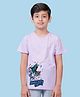 NUSYL Cotton Blend Half Sleeves Dinosaur Printed Tee - Lilac