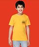 NUSYL Cotton Blend Half Sleeves King Lion Text Printed Tee - Yellow