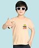 NUSYL Cotton Blend Half Sleeves King Lion Text Printed Tee - Beige