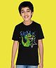 NUSYL Cotton Blend Half Sleeves Dinosaur Printed Tee - Black
