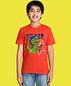 NUSYL Cotton Blend Half Sleeves Dinosaur Printed Tee - Red
