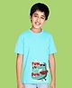 NUSYL Cotton Blend Half Sleeves Fun In The Sun Text Printed Tee - Sky Blue
