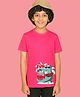 NUSYL Cotton Blend Half Sleeves Fun In The Sun Text Printed Tee - Hot Pink