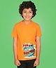 NUSYL Cotton Blend Half Sleeves Fun In The Sun Text Printed Tee - Orange