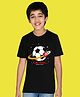 NUSYL Cotton Blend Half Sleeves Football & Space Theme Printed Tee - Black