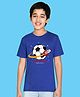 NUSYL Cotton Blend Half Sleeves Football & Space Theme Printed Tee - Royal Blue
