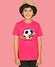 NUSYL Cotton Blend Half Sleeves Football & Space Theme Printed Tee - Hot Pink