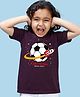 NUSYL Cotton Blend Half Sleeves Football & Space Theme Printed Tee - Wine