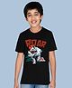 NUSYL Cotton Blend Half Sleeves Roar Text & Rhinoceros Printed Tee - Black