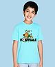 NUSYL Cotton Blend Half Sleeves Football Text Printed Tee - Sky Blue