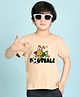 NUSYL Cotton Blend Half Sleeves Football Text Printed Tee - Beige