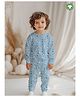 Kidbea 100% Bamboo Cotton Full Sleeves Bunny Printed Tee & Coordinating Joggers Set - Sky Blue