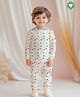 Kidbea 100% Bamboo Cotton Full Sleeves Abstract Printed Tee & Coordinating Joggers Set - Off White