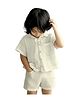 Kidbea 100% Linen Half Sleeves Bow Applique Detailed Shirt & Shorts Set - Off White