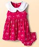 Babyhug Single Jersey Knit Sleeveless Bow Printed Fit & Flared Frock with Bloomer - Dark Pink