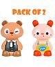 Negocio Cartoon Mini Plastic Sliding Small Cute Animal Pressing Head Forward Vehicle Toys Press and Go Car Toys for Kid- Pack of 2- Color May Vary