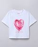 Taffykids 100% Cotton Half Sleeves Heart Printed Tee - White & Pink