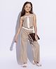 Taffykids Sleeveless Tie Applique Detailed Side Taped Top & Pant Set - Beige & White