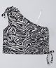 Taffykids One Shoulder Marble Printed Crop Top - Black & Off White