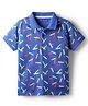 Pine Kids Cotton Knit Half Sleeves Polo T-Shirt with Confetti Print - Blue