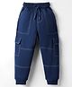 Pine Kids Knit Full Length Solid Lounge Pant With Cargo Pockets - Navy Blue