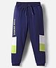 Pine Kids Cotton Knit Full Length Cut & Sew Text Printed Lounge Pant - Navy Blue