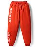 Pine Kids Knit Full Length Lounge Pants with Text Print -  Orange