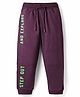 Pine Kids Cotton Knit Full Length Lounge Pant With Text Print - Purple