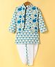 TEENTAARE Cotton Woven Full Sleeves Mandarin Collar Dhoti Kurta Set With Floral Print & Jacket - Blue