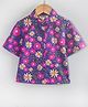 Hugsntugs Woven Cotton Half Sleeves Floral Printed Shirt Style Top - Purple