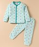 Mini Donuts Single Jersey Knit Full Sleeves Co-ords Night Suit With Star Print - Light Blue
