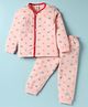 Mini Donuts Single Jersey Knit Full Sleeves Co-ords Night Suit With Star Print - Light Blue