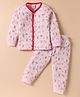 Mini Donuts Single Jersey Knit Full Sleeves Co-ords Night Suit With Animal Print - Pink