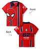 Pine Kids Marvel Single Jersey Knit Raglan Sleeves Polo T-Shirt with Front & Back Spider-Man Graphics - Red