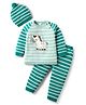 Babyhug Organic Cotton Knitted Full Raglan Sleeves Pullover Sweater Set With Cap & Horse Patch Detailing - Green