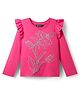 Pine Kids Cotton Knit Full Sleeves Top With Frill Detailing - Dark Pink