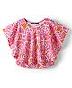 Pine Kids Cotton Knit half Sleeves Top with Floral Print - Pink