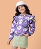 Pine Kids Cotton Knit Full Sleeves Top With Frill Detailing & Floral Print - Lilac