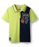 Pine Kids Marvel Terry Knit Half Sleeves Cut & Sew Polo T-Shirt with Spider Man Graphics - Light Green & Black