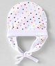 Babyhug 100% Cotton Cap with Star Print White - Diameter 10 cm