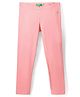 UCB Cotton Elastane Knit Full Length Solid Color Leggings - Pink