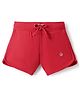 UCB Knit Knee Length Solid Color Shorts with Brand Logo - Red