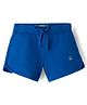 UCB Knit Knee Length Solid Color Shorts with Brand Logo - Blue